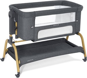$200 ANGELBLISS 3-in-1 Baby Bassinet, Rocking Bedside Bassinet, Dark Grey  Wheels, comfy mattress, 6 height adjustments, easy folding, and portable newborn crib design