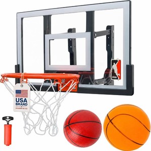 $180 Efficraft Wall Mount Mini Basketball Hoop Set, Adjustable Indoor with Ball  7-Level Height Adjust, Quiet and Bounce Balls, Shatter Resistant Backboard, Metal Rim&Bracket, for Bedroom Playroom Basement