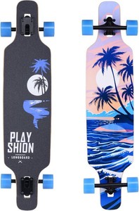 Playshion 39 Inch Drop Through Longboard Skateboard for Beginners