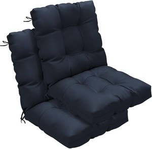 Outdoor Chair Cushions 42x21x4 Inch Set of 2, Dark Blue  Patio Cushions for Dining Rocking Chairs, High Back Soft Seat Pad with Ties, Waterproof Fade Resistant, Indoor Outside Use