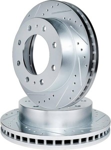 $159 R1 Concepts Front Brake Rotors Fits 1980-1981 Ford F-250  Drilled Slotted eLINE Silver Disc Brake Rotors 12.6 Front