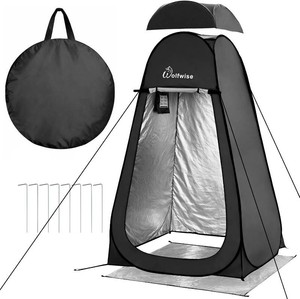 WolfWise PRO Pop Up Shower Tent with Silver Coated, Floor and Rain Fly  Portable Changing Tent with Window & Carry Bag for Camping, Outdoor Privacy Toilet Bathroom with UV Protection, 757983 H