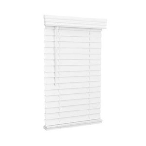 Lotus & Windoware Cordless 2 Faux Wood Room Darkening Horizontal Blind, 34.5 Width x 60 Length, Bright White, Embossed