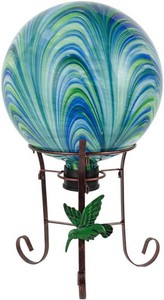 10 Diameter Gazing Ball with Metal Stand for Outdoor Garden(Green)  Decor for Garden,Home,Lawn,Patio,Porch,Birthday Gift for Women