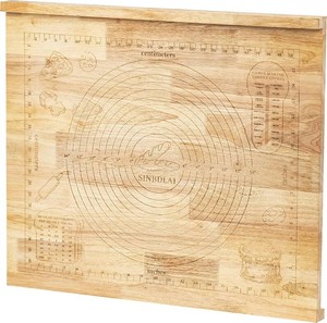 Pastry Board with Measurement, 24x20 Wood Rubber Kneading Board  2-in-1 Pastry Board and Chopping Board with Side Lip and Engraved Ruler, Suitable for All Kinds of Pastries