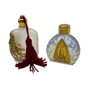 Vintage Decorative Perfume Bottle Pair with Gold-Tone Accents