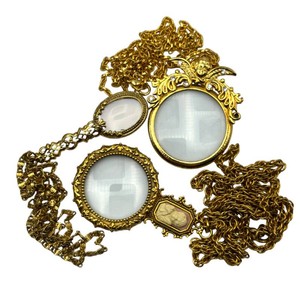 Vintage Gold-Tone Magnifying Glass Pendant Necklace Collection