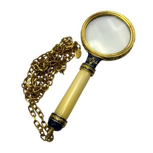 Joan Rivers 1984 Enamel & Gold-Tone Magnifying Glass Pendant Necklace