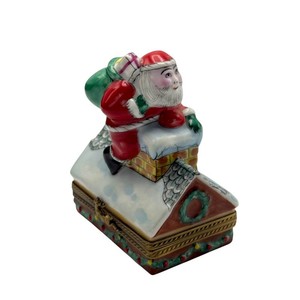 Limoges France Hand-Painted Santa Claus Christmas Trinket Box by Cesar Palma