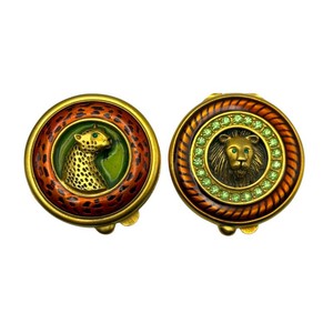 Bob Mackie Jeweled Lion & Leopard Gold-Tone Trinket Boxes