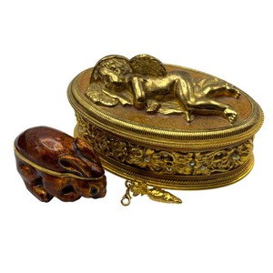 Berebi Cherub & Rabbit Enameled Trinket Boxes
