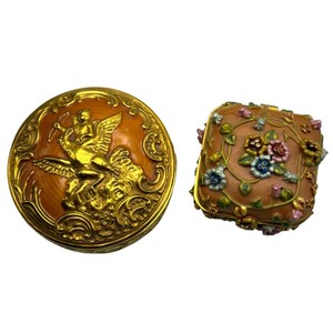 Joan Rivers Gold-Tone Jeweled Cherub & Floral Trinket Boxes