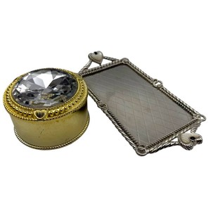 Judith Ripka Crystal Trinket Box & Silver-Tone Vanity Mirror