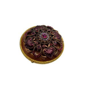 Joan Rivers Purple Rhinestone Brooch, Earrings & Trinket Box Set