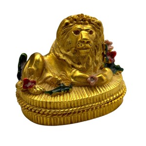 Gold-Tone Lion & Floral Trinket Box