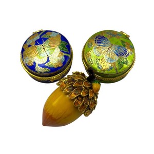 Butterfly Cloisonn & Jeweled Acorn Trinket Box Collection
