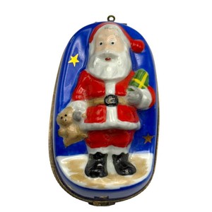 Limoges France Hand-Painted Santa Christmas Trinket Box