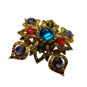 Joan Rivers Multicolor Rhinestone Maltese Cross Brooch