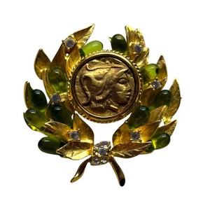 JBK Jacqueline B. Kennedy Coin & Olive Wreath Brooch