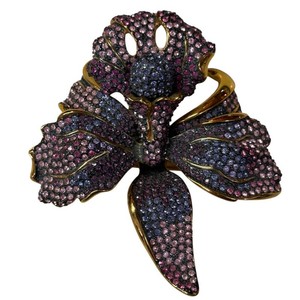 Joan Rivers Pav Rhinestone Iris Flower Brooch