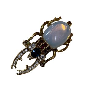 Joan Rivers Jeweled Beetle Brooch with Opalescent Cabochon