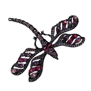 Kenneth J. Lane Pink Rhinestone Dragonfly Brooch