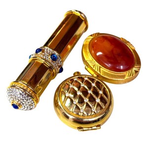 Kenneth Jay Lane Vintage Perfume Atomizer, Solid Perfume Compact & Mirror Compact Set