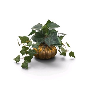 Faux Plant in Gold Bowl