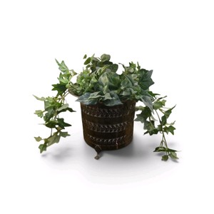 Faux Plant in Metal Pot
