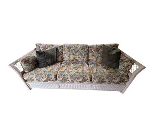 Henry Link Wicker Sunroom Set with Sleeper Sofa, Armchair and Glass-Top Table
