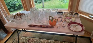 29 Pieces of Collectible Galssware  Crystal  Vases  Bowls  China  Etc