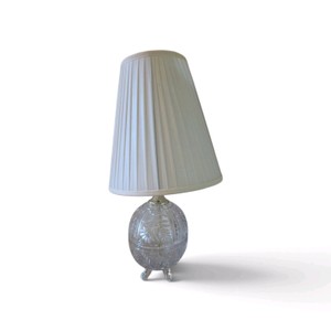 Vintage footed cut lead crystal table lamp with a bulbous or egg-shaped body