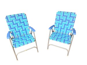 Pair of Vintage Aluminum Webbed Folding Lawn Chairs