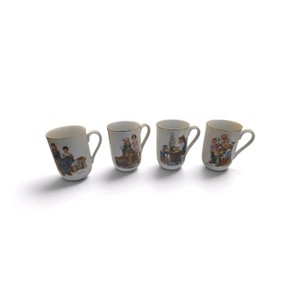Set of Vintage 1982 Norman Rockwell Museum Collection ceramic coffee mugs