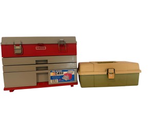 Two Tackle Boxes with Fishing Lures, Line, Bobbers, Sinkers and Accessories