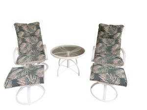 Vintage Homecrest 5-Piece Reclining Swivel-Rocker Patio Set with Ottomans and Glass-Top Table - Valued around $1300 used, or new $8000 for the set.