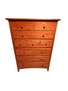 Oak Six-Drawer Tall Chest  Highboy Dresser  52 Tall