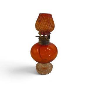 vintage miniature glass oil lamp