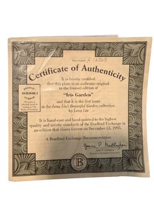 1994 Lena Liu The Iris Garden 3D Bradford Exchange Plate with COA
