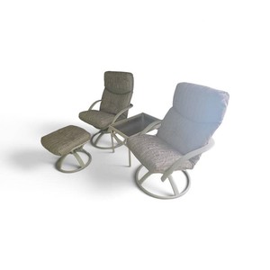 Valued at $2200 2 Homecreast Patio Recliners with Table and Ottoman