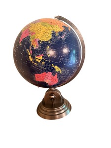 Blue-Ocean Political World Globe on Pedestal Base