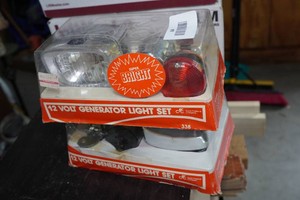 2 Vintage 12V Generator Light Sets for Bicycle