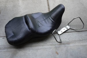 Black Vinyl Two-Up Touring Motorcycle Seat