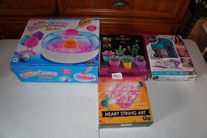 Cotton Candy Maker, Crystal Gem Creations, Glitter Tattoo Maker, and Heart String Art