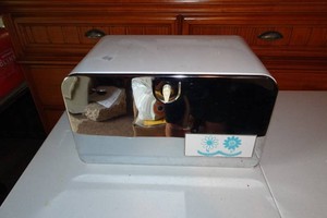 Vintage Chrome and Enamel Bread Box