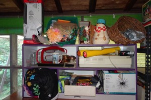 Storage Shelf with Contents - Cookie Jar, Pedometer, Party Dcor