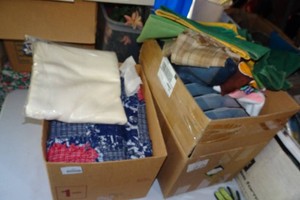 Assorted Fabric and Storage - Vintage Quilt