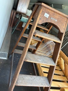 Antique Railroad Rolling Double Sided Step Ladder
