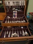 1847 Rogers Bros First Love Silverplate Flatware Set with Wood Case