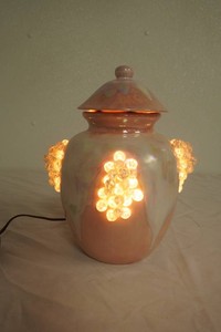 Vintage Iridescent Lighted Ginger Jar  Urn Vase